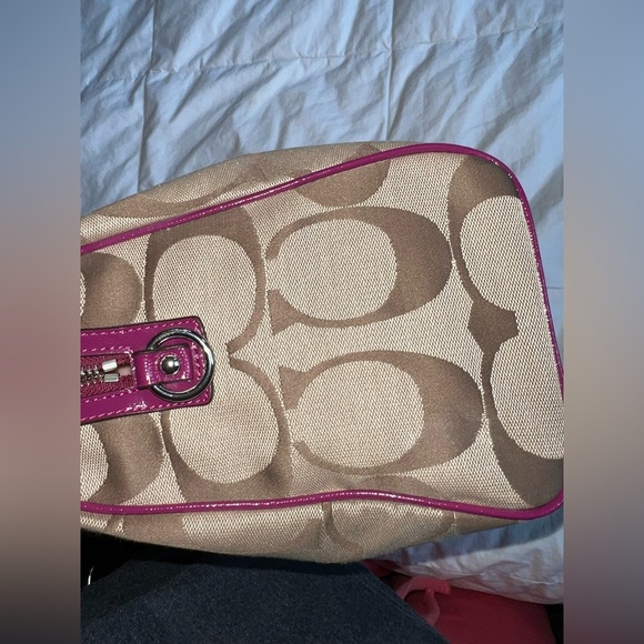 Coach Signature Print Satchel F24364 in khaki silver passion berry Y2K vintage - Picture 6 of 8